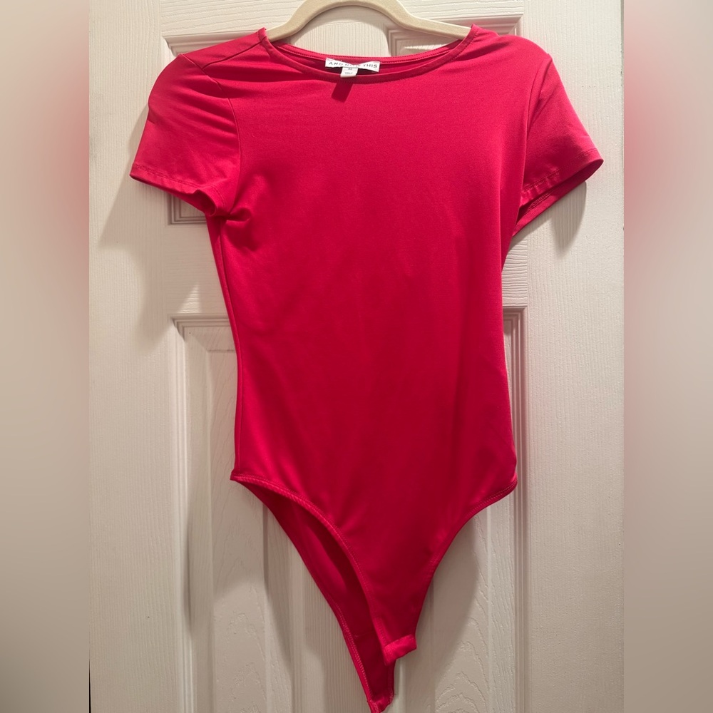 Short Sleeve One-Piece Bodysuit - Hot Pink